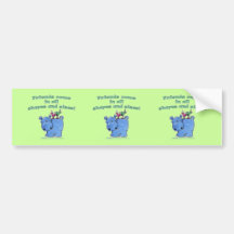 Hippo and Bird Friends Bumper Stickers