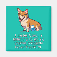 Hipster Corgi Magnet