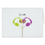 Hipster Headphones (Purple/Lime) Wedding Thank You Card