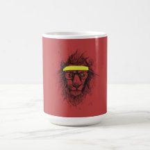 hipster lion (red) coffee mugs