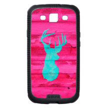 Hipster Teal Blue deer head Hot Pink Vintage Wood
