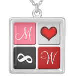 His & Hers Initials ~ Red Forever Love Necklace