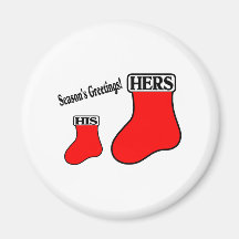 His Hers Stockings Refrigerator Magnets