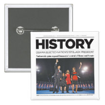 HISTORY: Obama Elected 1st Black President Pinback Buttons