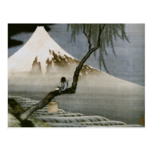 Hokusai Boy and Mt.Fuji Vintage Japanese Post Cards