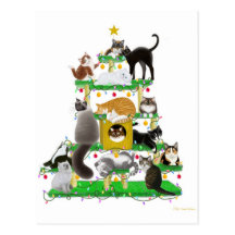 Holiday Cat Tree Customisable Postcard
