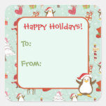 Holiday Christmas Gift Tag Stickers | Penguin