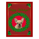 Holiday French bulldog postcard