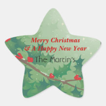 Holiday Leaves Star Sticker