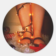 Holiday Lights Round Stickers