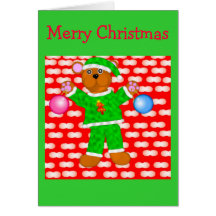 Holiday Plush Teddy, Merry Christmas Card