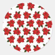Holiday Poinsettias Round Sticker