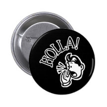 HOLLA! Retro Guy - Black & White Button