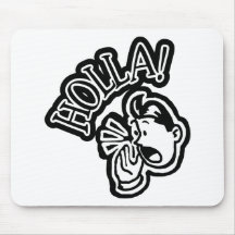 HOLLA! Retro Guy - Black & White Mouse Pads