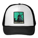 holland art deco vintage retro travel poster hats