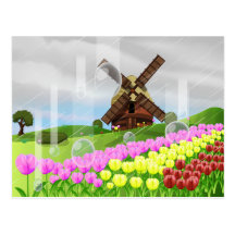 Holland Tulips in the rain Post Cards