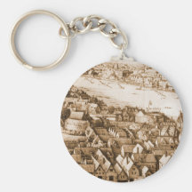 Hollar's Globe Theatre Long View of London Keychains