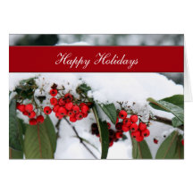 holly berries in snow  Corporate holiday Cards