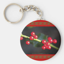 holly berry macro keychains