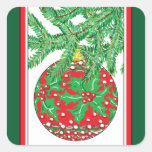 Holly Glass Ball Ornament on Christmas Tree Sticker