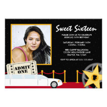 Hollywood Red Carpet Sweet 16 Photo Invitation