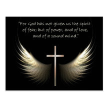 Holy Spirit Wings with Cross and Scripture Verse Postcard