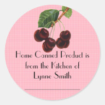 Home Canning Labels -- with Cherries Round Sticker