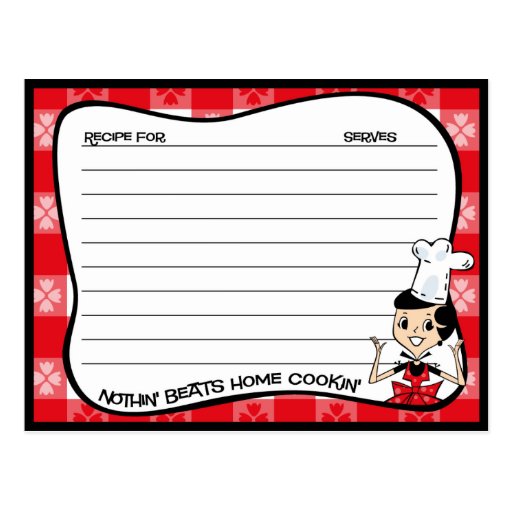 Home Cookin' Recipe Cards Post Cards