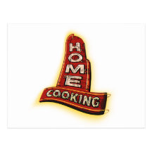 home cooking neon sign postcard