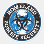 Homeland Zombie Security Skull - Blue Round Sticker