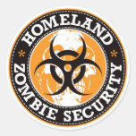 Homeland Zombie Security Skull - Orange Round Sticker
