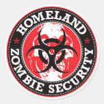 Homeland Zombie Security Skull - Red Round Stickers