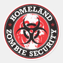 Homeland Zombie Security Skull - Red Round Stickers