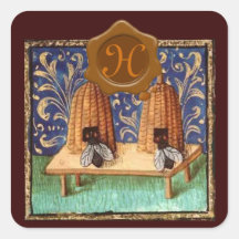 HONEY BEE, BROWN WAX SEAL MONOGRAM STICKERS