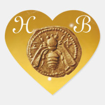 HONEY BEE,  HEART MONOGRAM STICKER