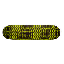 Honeycomb Flower - v2 - Black and Yellow Skate Board