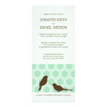 Honeycomb Pattern In Mint Green With Love Birds invitations