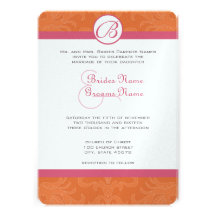Honeysuckle  & Coral Rose Wedding Invites