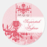 Honeysuckle Pink Damask Chandelier Stickers