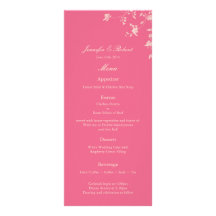 Honeysuckle Silver Peony Wedding Menu Card Customized Rack Card
