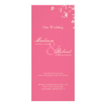Honeysuckle Silver Peony Wedding Program Card Personalized Rack Card