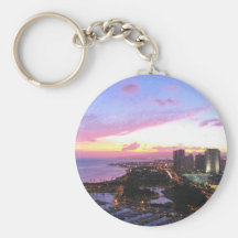 Honolulu cityscape Hawaii sunset Keychains