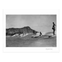 Honolulu, Hawaii - Surfers off Waikiki Beach Post Card