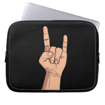 Hook 'em Horns Hand Sign Gesture Laptop Sleeve