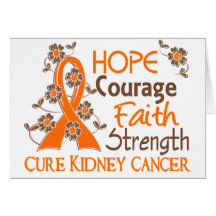 Hope Courage Faith Strength 3 Kidney Cancer Greeting Card