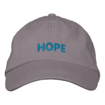 HOPE IN BOLD BLUE LETTERS EMBROIDERED BASEBALL CAPS