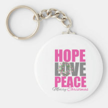 Hope Love Peace Merry Christmas Wreath Keychains