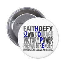 Hope Word Collage Huntington's Disease Pinback Buttons