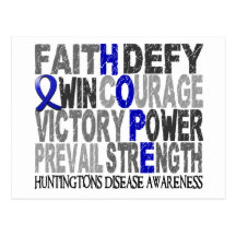 Hope Word Collage Huntington's Disease Post Cards