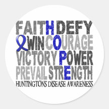 Hope Word Collage Huntington's Disease Stickers